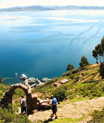 Visiting Taquile Island at the Lake Titicaca.