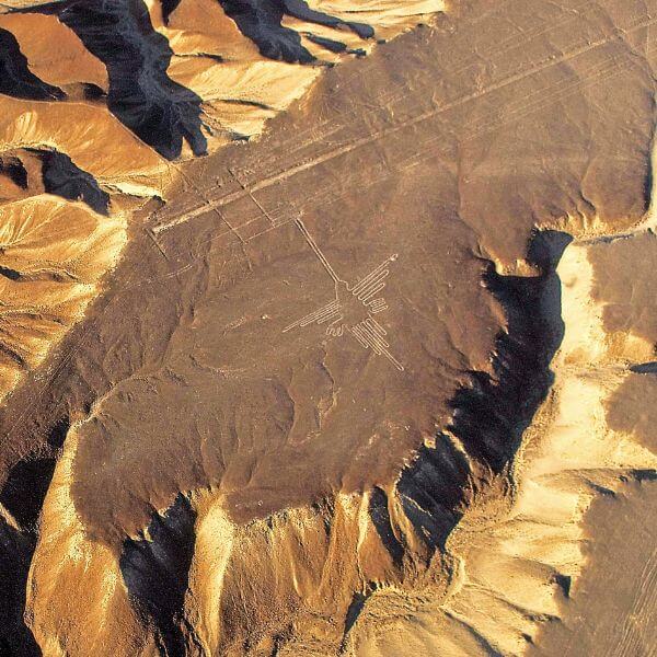 Hummingbird figure on the Nazca Desert.