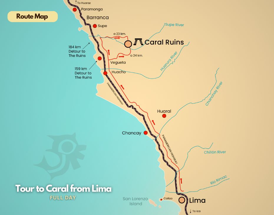 Route Map to the Ruins of Caral.