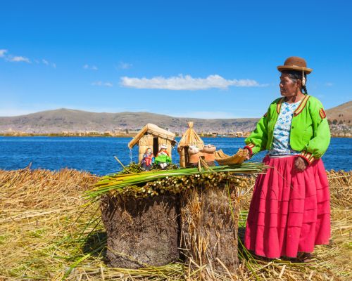 Woman of the Uros Community on Lake Titicaca.