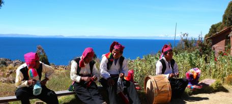 Visiting the Taquile Community at the Lake Titicaca.