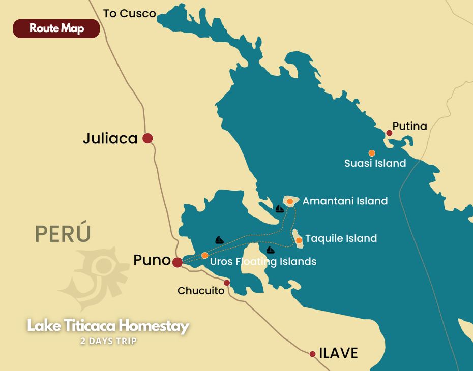 Map of the Lake Titicaca Homestay Tour