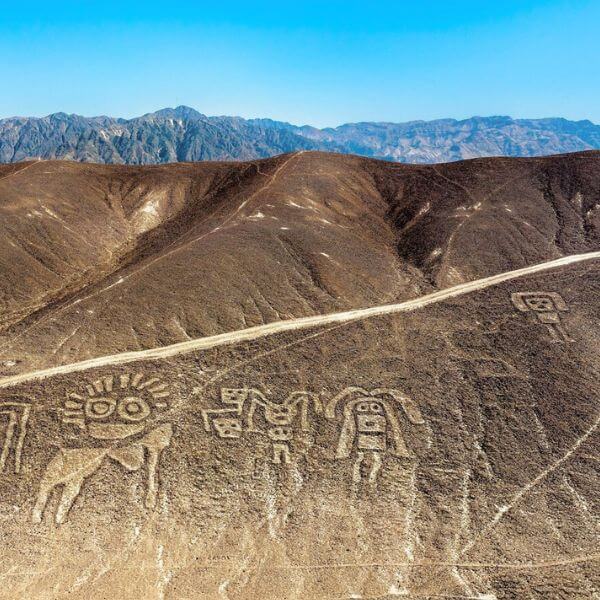 Human Beings Geoglyphs in the Palpa Desert.