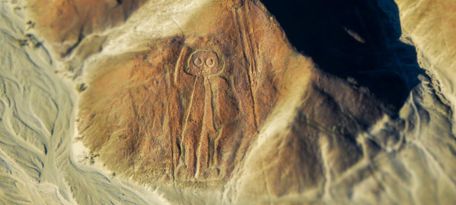 The enigmatic figure of the Astronaut on the Nazca mountain.