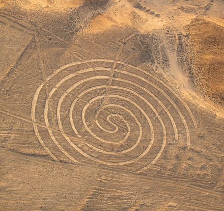 The Spiral Drawing on the flight to Nazca from Pisco Airport.