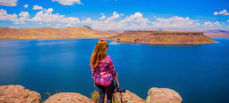Visiting the Umayo Lagoon near Sillustani Burial Site.