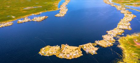 Aerial View of the Uros Floating Community.