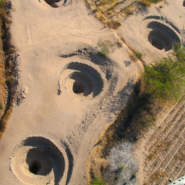 Aerial View of the Aqueducts of Cantayo in Nazca.