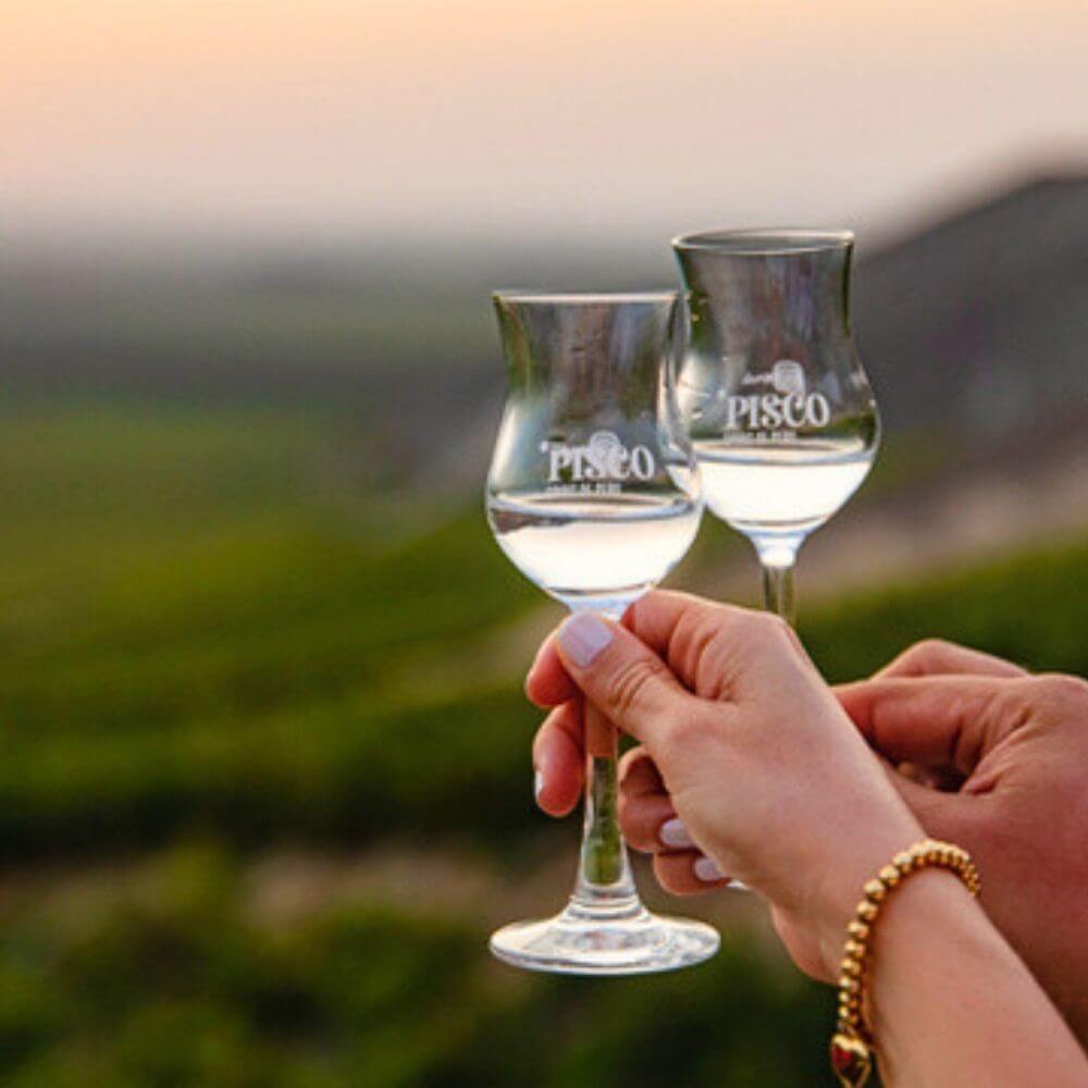 Travelers enjoying an authentic Pisco tasting at a traditional vineyard during an Ica City Tour in Peru's famous wine region.