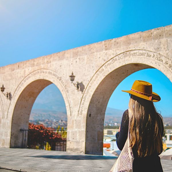 Visiting the Mirador of Yanahuara in Arequipa.