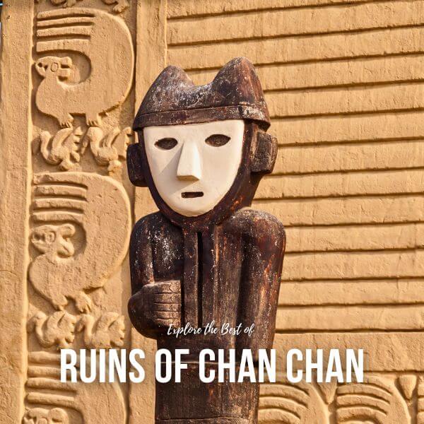 Wooden statue at Chan Chan archaeological site.