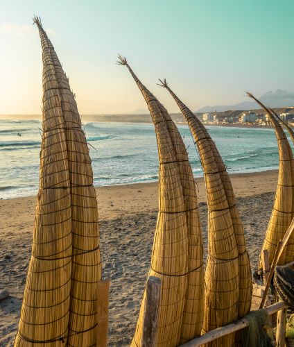 Visit to the Huanchaco Beach and the Totora Reed boats in Trujillo Peru