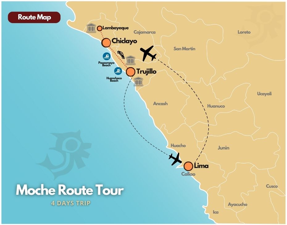 Map of the Moche Route Tour