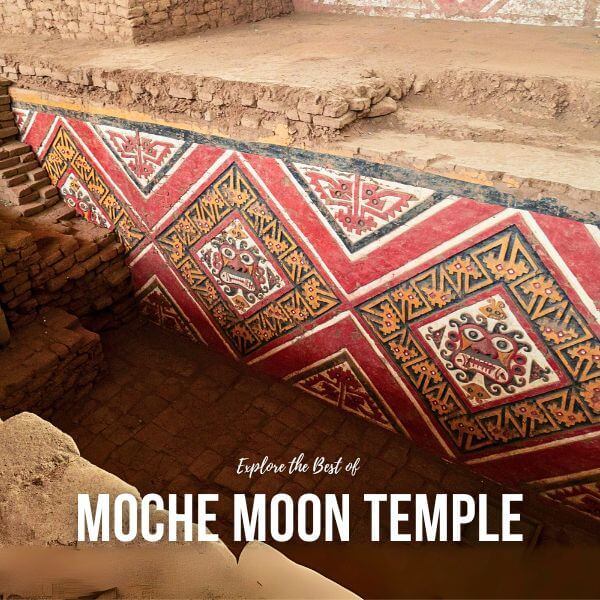 Colorful friezes at the Moche Moon Temple.